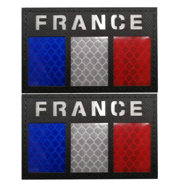 Patch réfléchissant infrarouge IR Drapeau français personnalisé 5x8 CM, badges de brassard emblème DIY Drapeau français