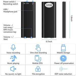 Digitaler Sprach rekorder Mini-Audio recorder mit 32GB USB-Flash-Laufwerk und MP3-Funktion/96 Stunden Aufnahme kapazität PQ122 - Product Image 4