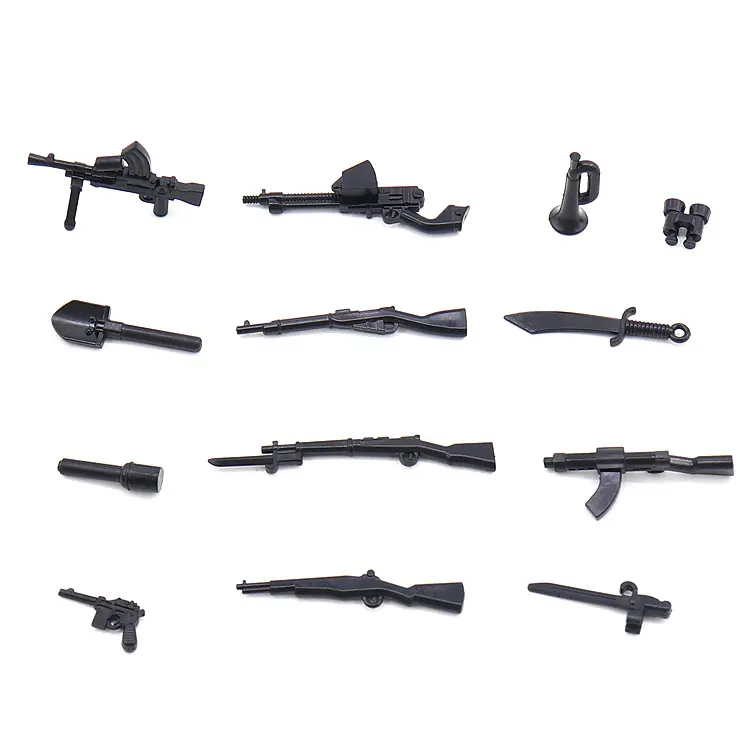 Small Particle Military Building Blocks Plastic Army Weapon Pieces Rifle Machine Gun Pistols Gear For Soldier Figures Kid Toy