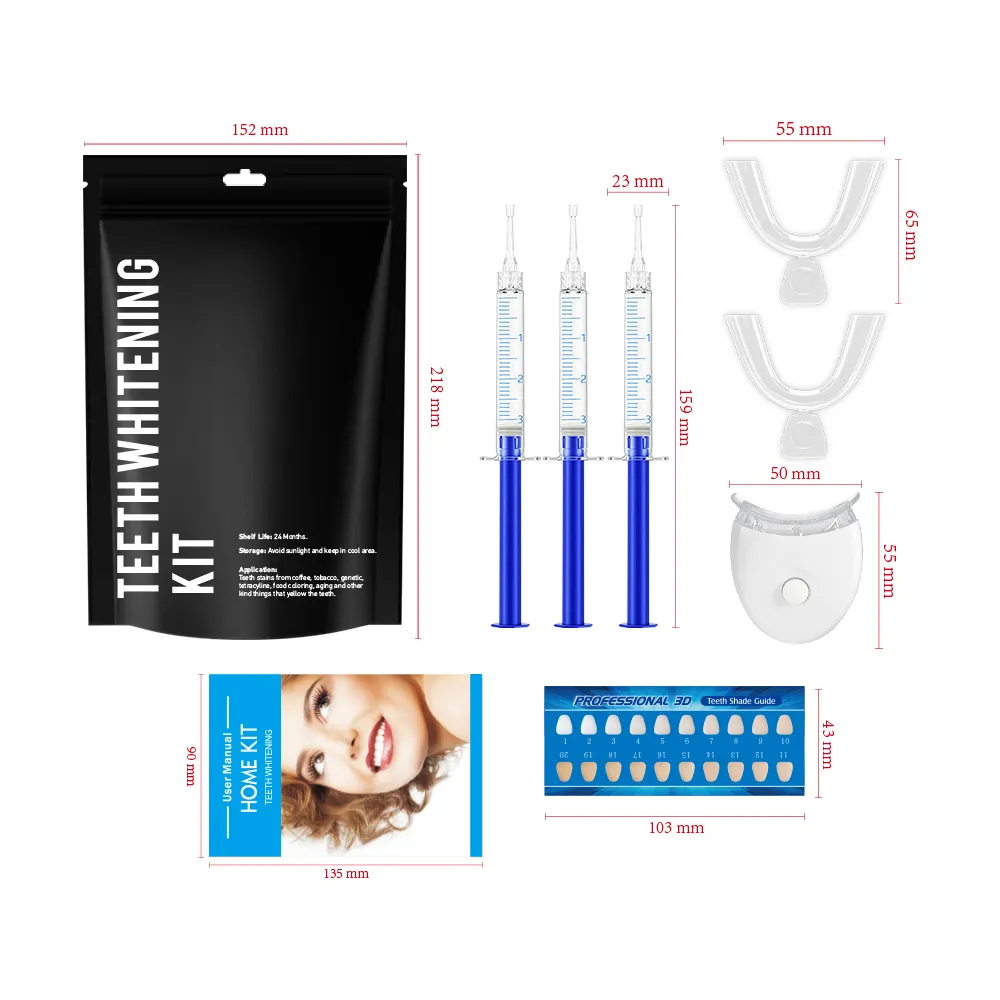 Drahtloses Zahnweiß-Kit mit LED-Licht Profession eller Zahn weißer mit Zahn aufhellung sgel