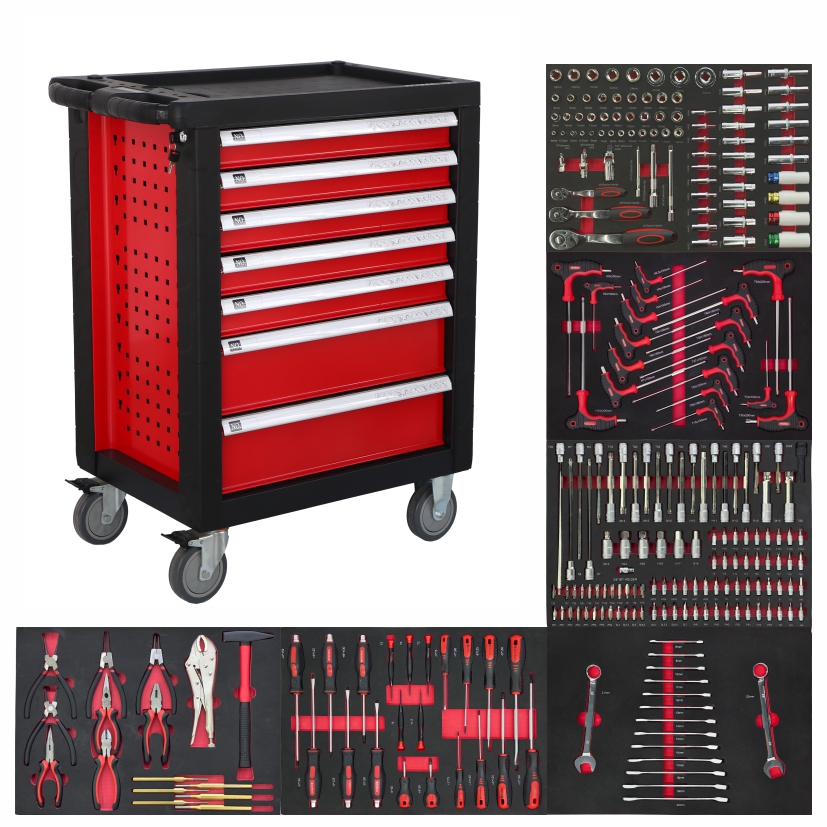 Red Trolley with 258 pcs tools