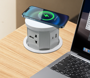Escritorio de oficina inteligente Enchufes personalizados 110V/220V toma de corriente de cocina emergente con puerto USB y carga inalámbrica - Product Image 2