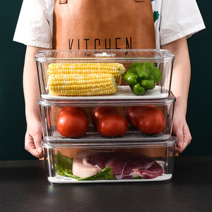 OWNSWING Stackable Refrigerator Organizer Bins With Lids BPA-<strong>Free</strong> Storage Containers Removable Drain Tray for <strong>Veggie</strong> - Product Image 2