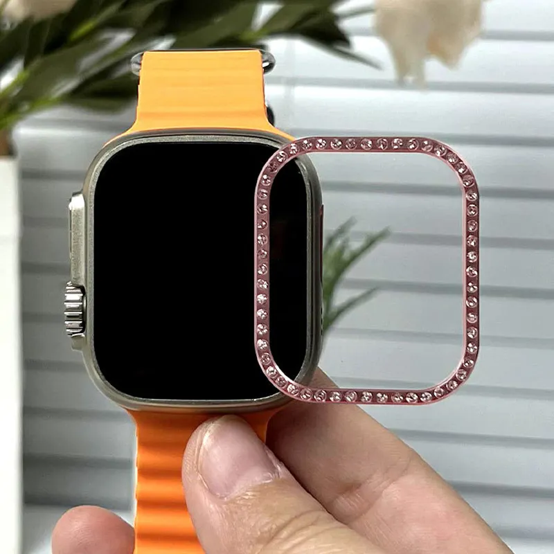 חדש עיצוב חכם שעון מסך מגן 9h יהלומים מלא גוף מזג זכוכית עבור Apple שעון אולטרה 49mm קצה