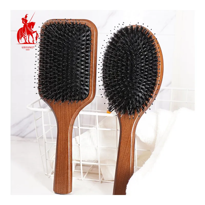 Spazzola per capelli con pettine antistatico per massaggio antistatico con manico in legno di ciliegio naturale di vendita caldo