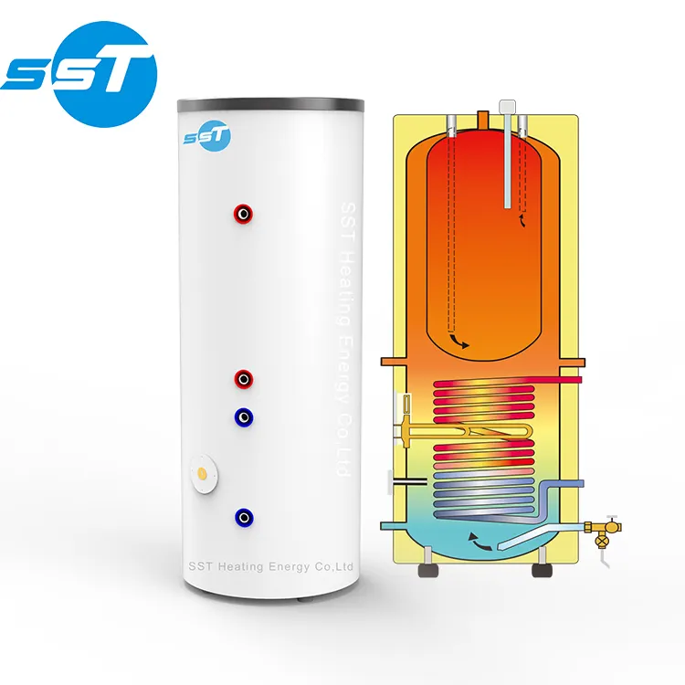 एसएसटी कस्टम 100L 200L 300L 500L वॉटर हीटर गर्म पानी बॉयलर घरेलू हीट पंप स्टेनलेस स्टील भंडारण पानी की टंकी