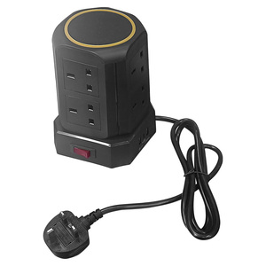 Interruttore di sovraccarico della presa di estensione della torre Standard del Regno Unito 2 USB-A 1 porta di tipo C 8 prese per rete NFC cavo 5m presa da tavolo - Product Image 4