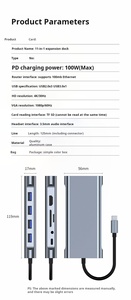 USB 3.0 Hub <strong>VGA</strong> HDTV Hub Type-C/M 11 in 1 USB 3.0 Type-c Multiport Data Video Audio <strong>Output</strong> <strong>Computer</strong> Adapter SD/TF Card Reader - Product Image 2