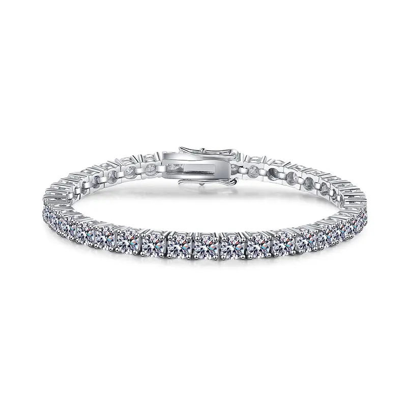 Braccialetto di lusso 925 in argento Sterling moissanite ghiacciato VVS moissanite bracciale tennis lab diamond tennis catena collana