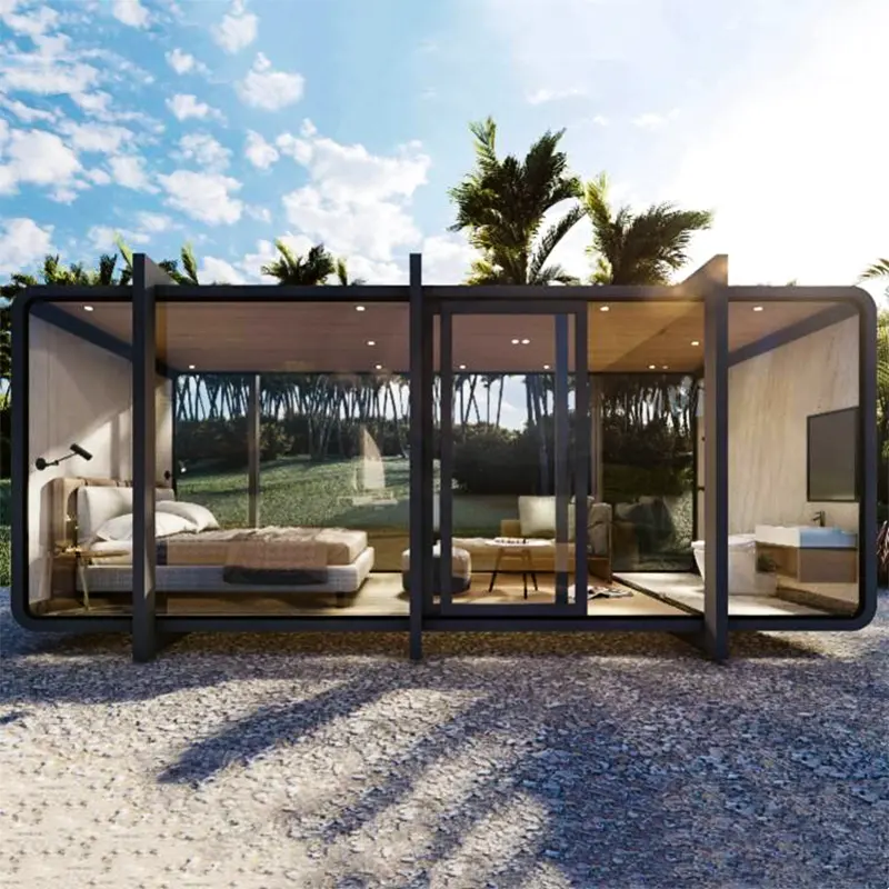 Cabine de jardim com design moderno, cabine modular ao ar livre, casa de contêiner, casa de vaso de maçãs