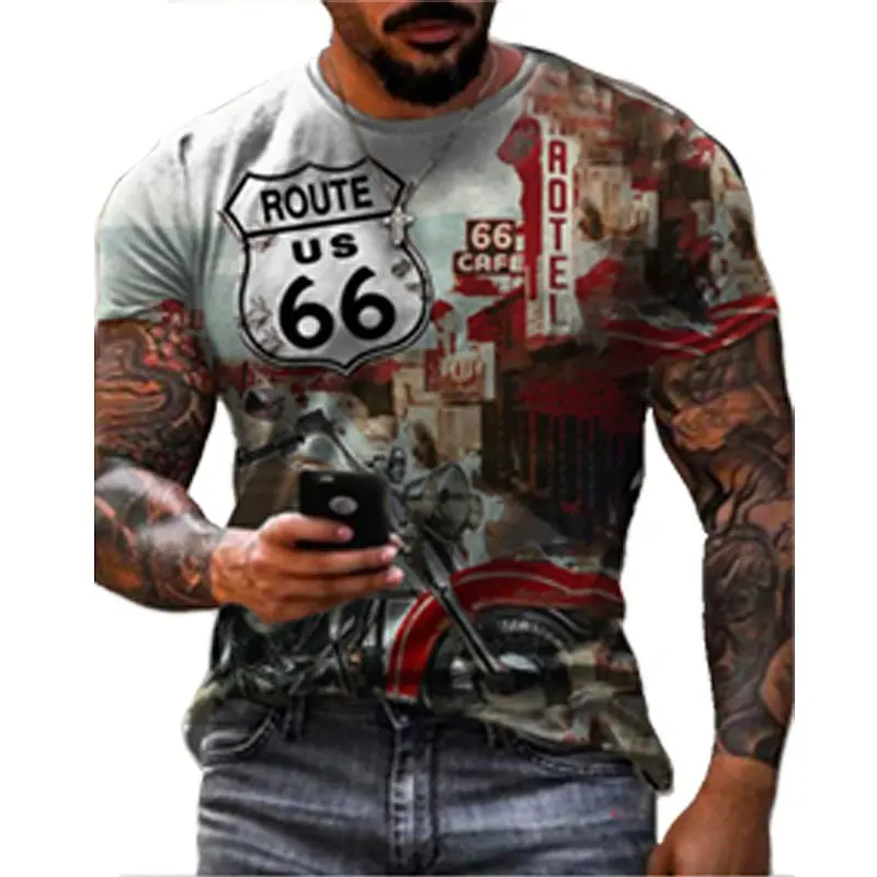 T-shirt col rond pour hommes, imprimé 3d, grande taille, à la mode, usine, vente en gros