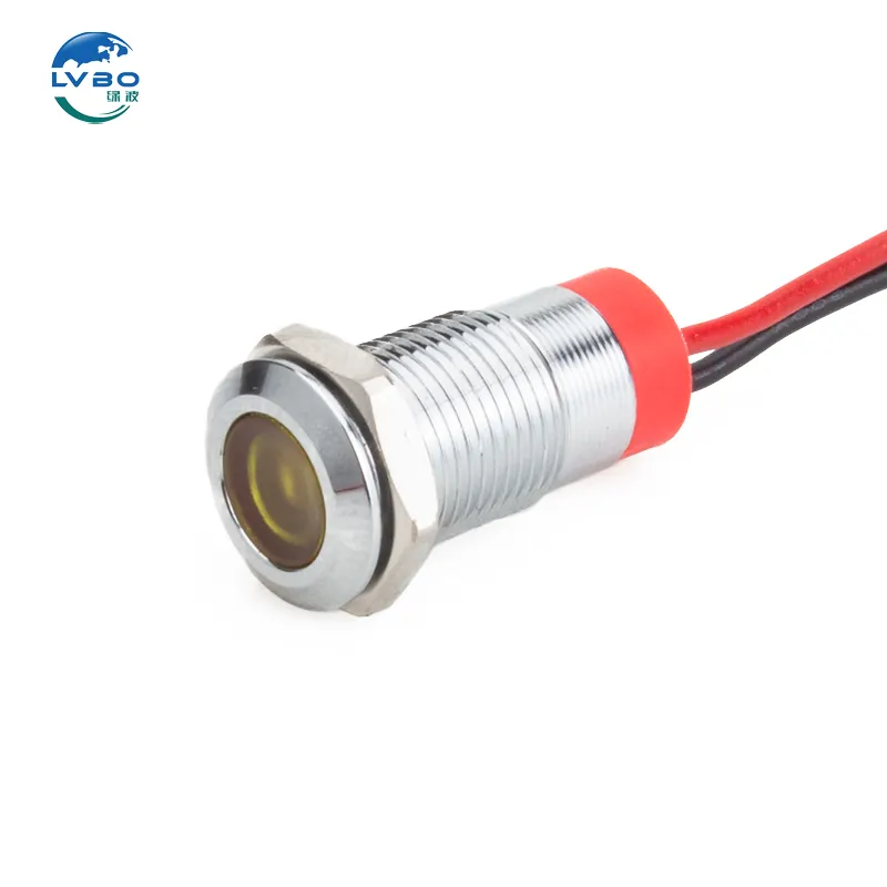 LVBO 방수 금속 신호 램프 6V 12V 24V 220v 와이어 레드 옐로우 블루 그린 Whit 6mm 8mm 12mm 16mm 22mm LED