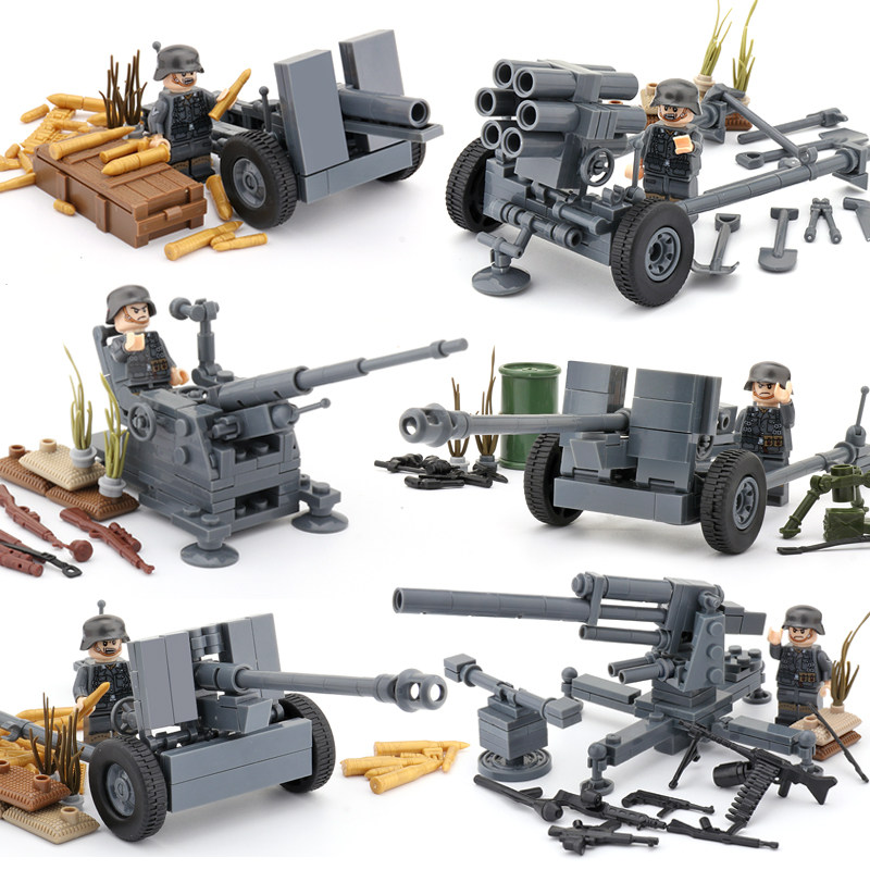 Complete set of six German artillery minifigure accessories