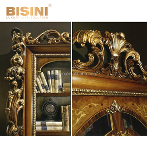 Kraliyet klasik Louis tarzı çoğaltma çok fonksiyonlu Burl Marquetry kakma Bibliotheque 2 kapı kütüphane kitaplık çekmeceli - Product Image 2