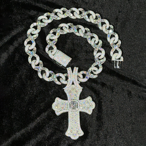 יצירת מופת אישית בעבודת יד מרקיזה חתך moissanite שרשרת קסם צולבת עם סמל האינסוף שרשרת קישור הקובייה