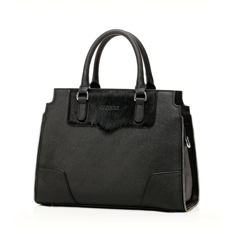 حقيبة يد أصلية أصلية عالية الجودة من OEM بمقبض أسود للنساء Saffiano مخصص مع