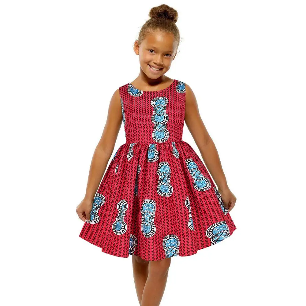 Saia totem, vestido de verão da moda, 7-12 anos, crianças, estilo africano, estampado, sem mangas, lindo