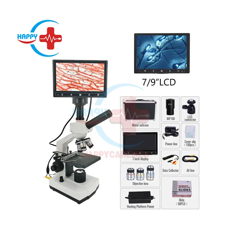 Microscopio biológico digital de laboratorio portátil con pantalla LCD, dispositivo de medición, pantalla LCD, 2 uds.