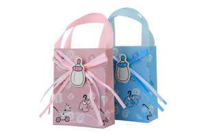 Pink Blue Milk <strong>Bottle</strong> Shape Gift <strong>Candy</strong> Bag <strong>Baby</strong> Shower Gift Bags Kraft Paper Box with Ribbon - Product Image 4