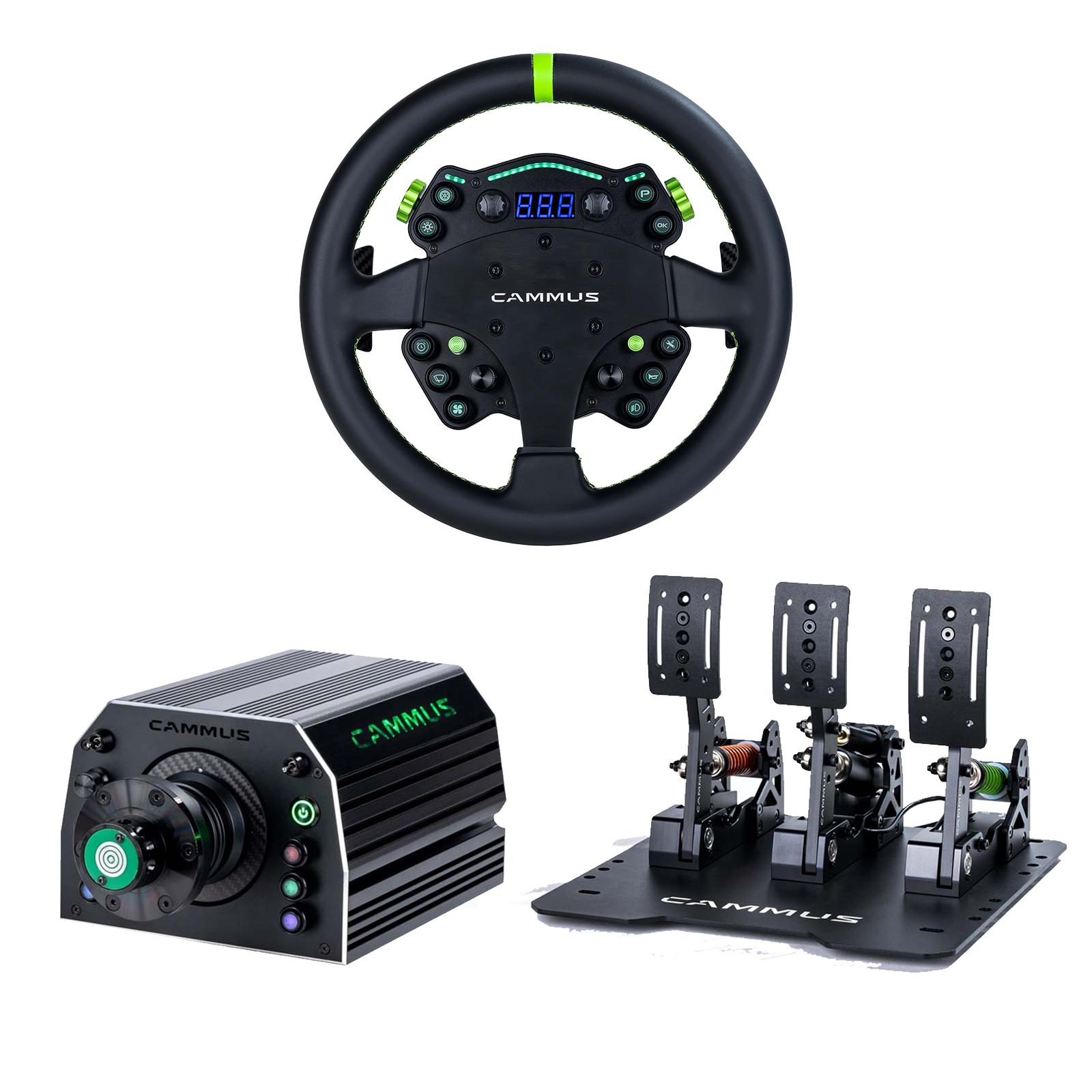 GT2 Negro 3 EN 1 (Distancia entre ejes + Volante + Pedal)