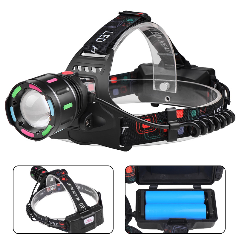8507-White Laser Headlamp + USB Cable + 2*18650 Batteries