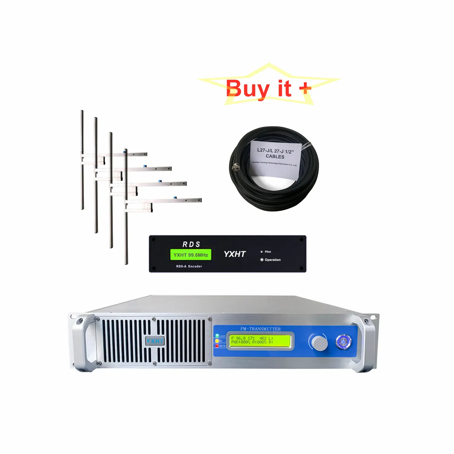1000w 1kw Fm Transmissão Transmissor + Antena + cabo 4 * yx-dv2 Conjunto Com Digital Codificador Rds Rádio de Dados sistema de Encoder Para Fm R