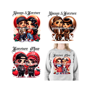 Doce Sempre Sempre Sempre Chicano Valentine Chola Casal Mexicano Latina Love Iron On DTF Transferência Adesivos Pronto Para Imprensa Para Roupas - Product Image 1