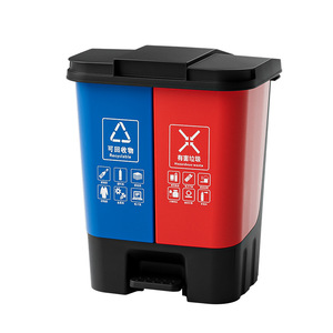 Promotion Small Dual Department HDPE Plastic Foot Pedal Trash <strong>Can</strong> Double Basket Waste Recyclable Garbage <strong>Can</strong> Recycling <strong>Bins</strong> - Product Image 1