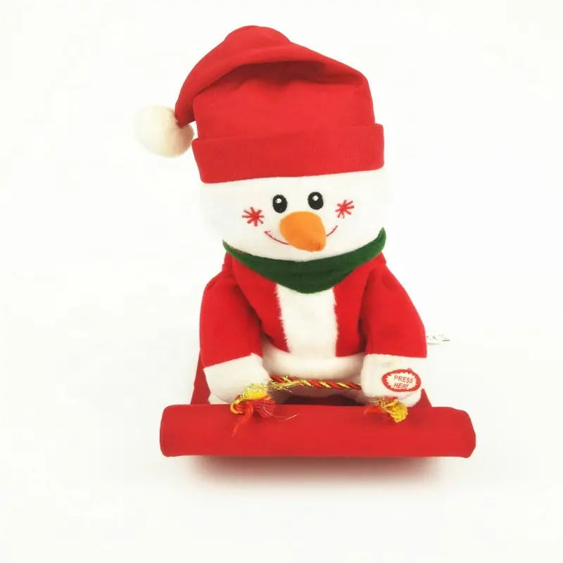 Festival de Noël personnalisé en gros Bonhomme de neige électronique mignon avec jouets en peluche Skate