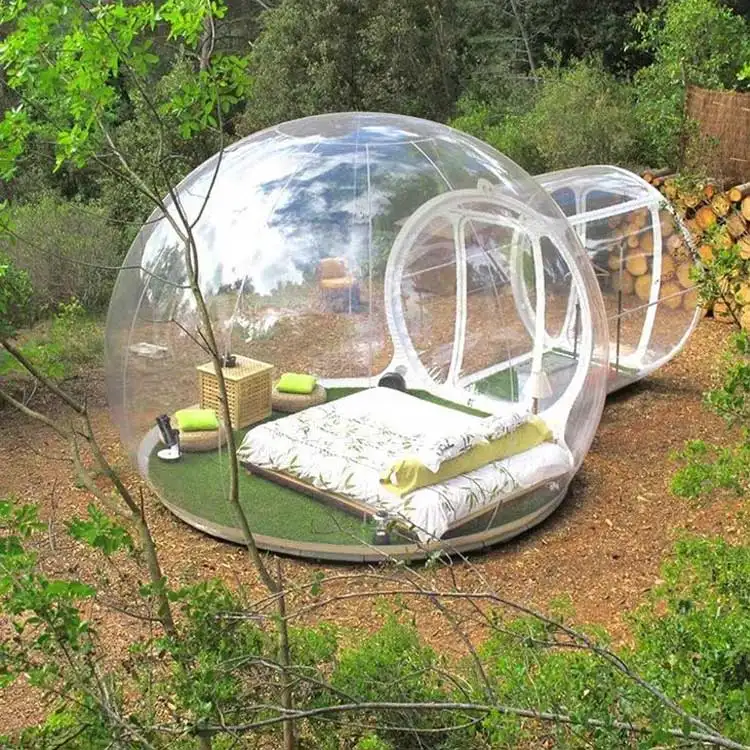 Dome barraca de bolha inflável, transparente para acampamento ao ar livre, para alugar