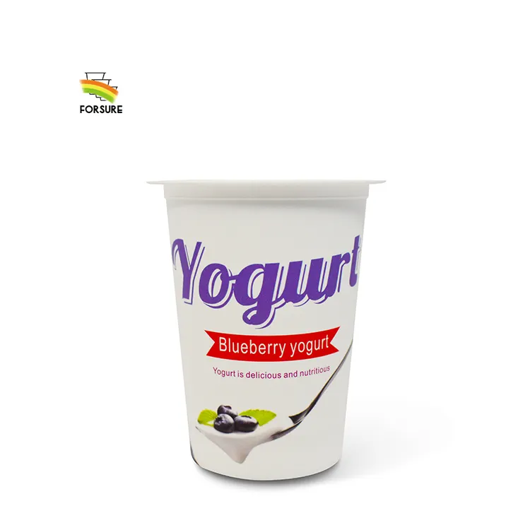 Recipientes redondos de plástico con tapa para Yogurt, recipientes de grado alimenticio con logotipo personalizado ecológico, 130ML