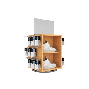 Loja de meias de marca de calçados de varejo luminárias multiuso madeira mdf pequena mesa giratória 360 suporte de exibição