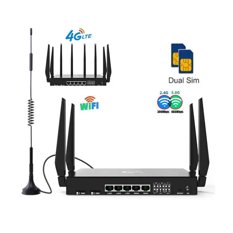 1200 Mbit/s Multi-SIM-Karte 4G 5G LTE WIFI-Mobilfunk modem VPN-Router in Industrie qualität