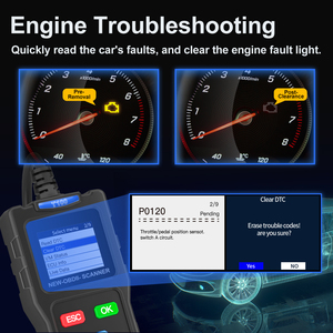 Lector de código OBD2 multilingüe y herramientas de escaneo I/M DTC Lookup O2 Sensor Detección de voltaje de batería Leer y borrar códigos de error