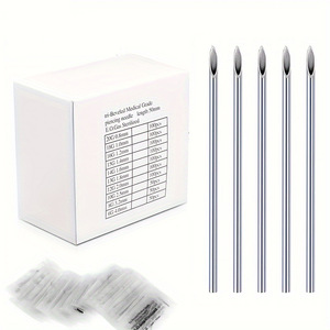 OEM 100個ボディピアス針10G <span class=keywords><strong>12G</strong></span> 13G 14G 15G 16G 18G 20G使い捨て耳鼻へそ乳首リップピアス針