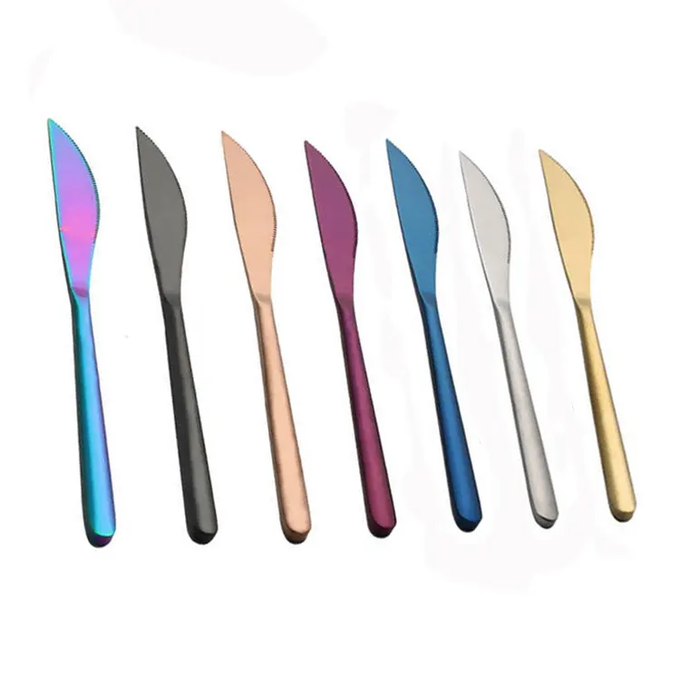 Coltelli da burro in metallo arcobaleno in acciaio inossidabile con Design moderno di alta qualità di vendita calda