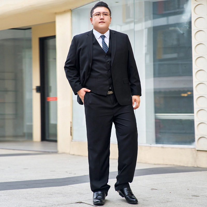 Ensembles tailleur pantalon deux pièces noirs pour hommes forts et grands