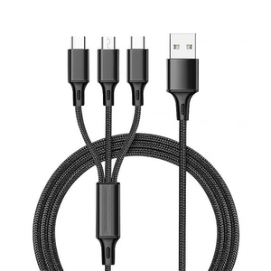 适用于iPhone micro usb至c型数据线的3合1编织快速充电数据线 - Product Image 4