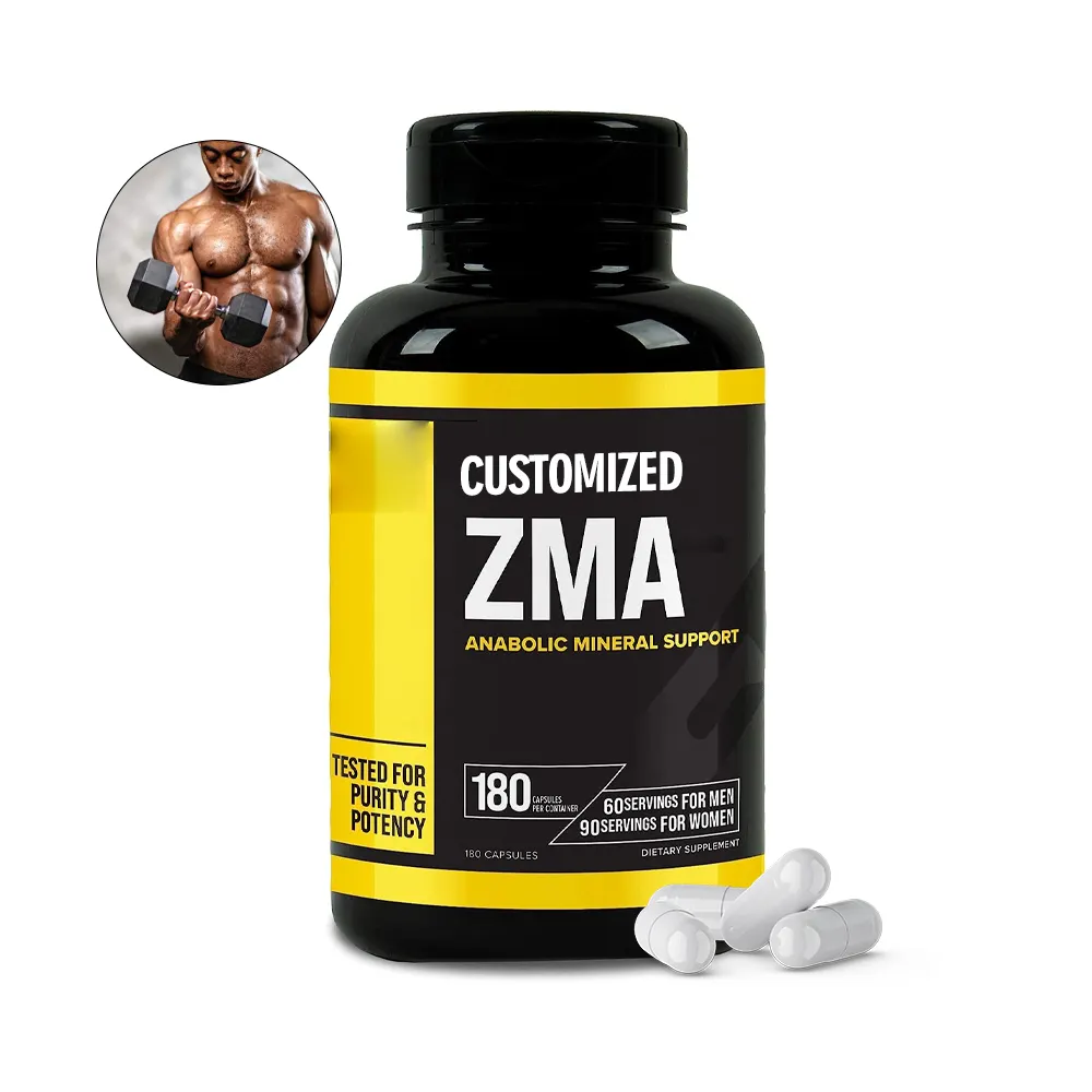 Integratore sportivo personalizzato di vendita calda zinco magnesio e vitamina B6 ZMA Capsule con il tuo Logo