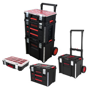 Vertak 3 in 1プラスチックスタック可能ローリングアップライトトロリーツールボックス車修理用家庭用ツールボックス車輪付きツールボックス