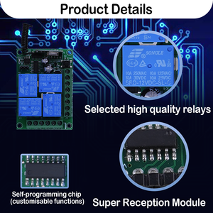 <strong>Multi</strong>-<strong>function</strong> 4-channel Wireless Controller 10A Relay DC12V433mhz Learning RF <strong>Remote</strong> <strong>Control</strong> Switch Set