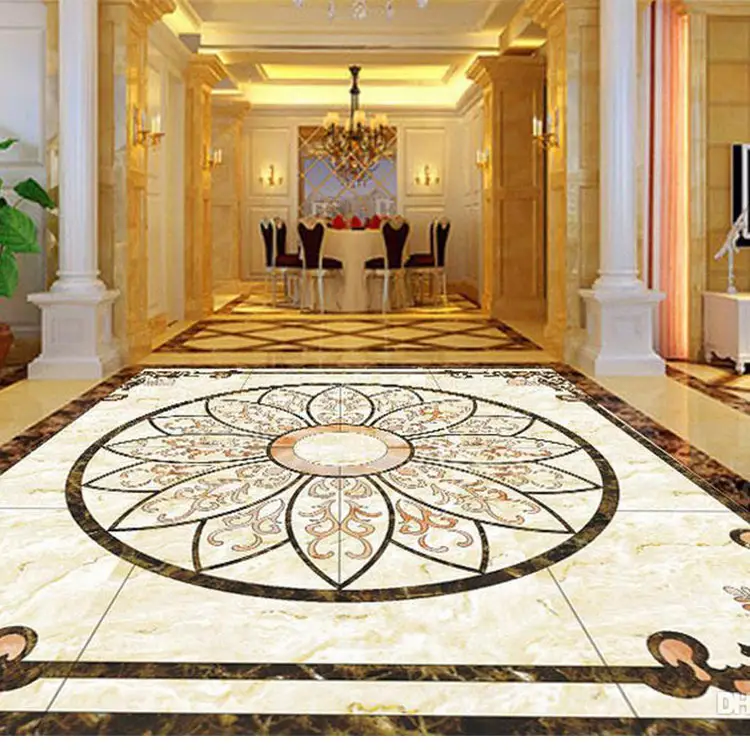 Piastrella per medaglioni a getto d'acqua in marmo ceramico con pavimento rettangolare quadrato di lusso per interni