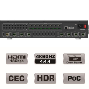 8x8 4K UHD 18Gbps <strong>HDMI</strong> and HDBaseT <strong>Matrix</strong> Switch with Bi-directional IR/Advance EDID and Downscaling - Product Image 4