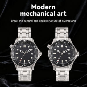 Cổ điển highend cảm giác bán 5ATM Đồng hồ cơ nam màu đen iuminou quay số vĩnh viễn lịch dạ quang - Product Image 2