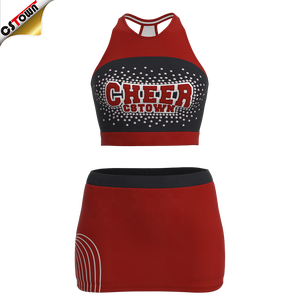 Yüksek kaliteli boya süblimasyon Cheer üniforma kırmızı ve siyah çabuk kuruyan uygulama giymek Cheer - Product Image 3