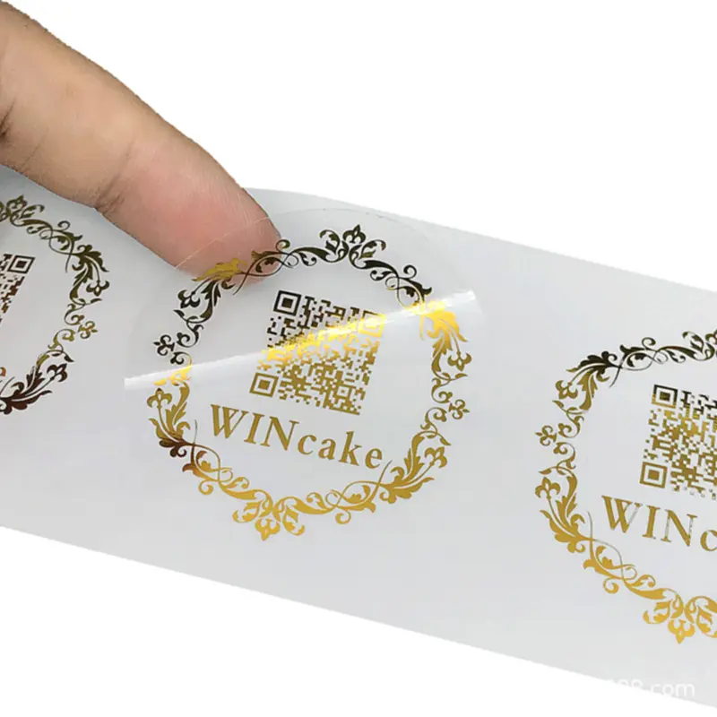 Pegatinas de vinilo decorativas personalizadas, pegatinas de logotipo de lámina transparente dorada