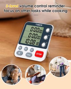 Цифровой двойной кухонный таймер, 3 канала, многонациональный таймер - Product Image 4