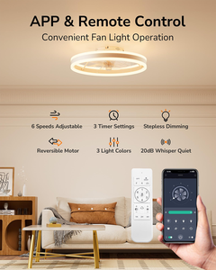 19.7 pollici 3 colori morden Led telecomando da soffitto 6 marce velocità del vento multifunzione lampada ventilatore multifunzione - Product Image 6