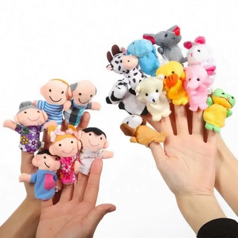 Productos de tendencia, juguetes de animales de peluche baratos, 10 Uds., marioneta de dedo de peluche para regalos de bebé, marioneta de mano de dedo