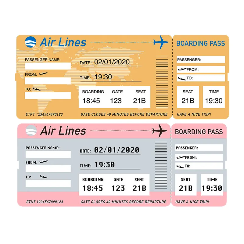 International Travel Air Plane Airline Boarding Pass Réservation de billets d'avion pas cher